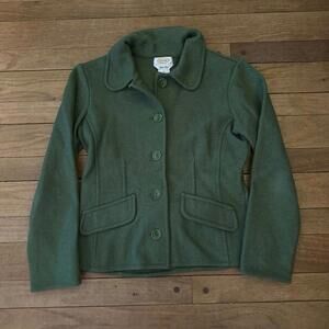 Talbots Alpaca Olive Green Copped Jacket Blazer Size P